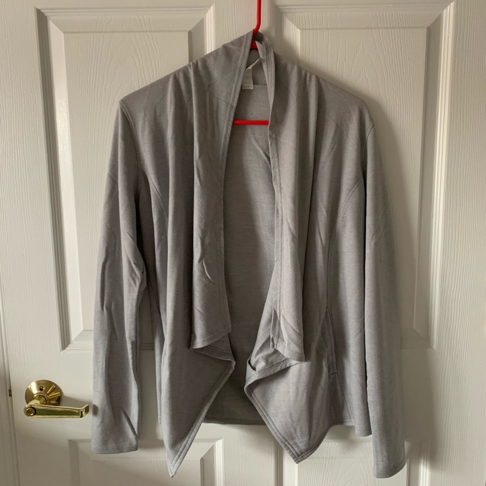 Grey open front cardigan